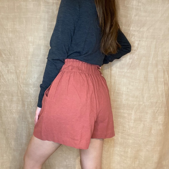 Blu Pepper Muted Brick Red High Waisted Shorts - Picture 6 of 6
